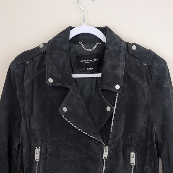 NWT Marc New York Women's Charcoal Leather Jacket - Picture 1 of 8